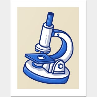 Floating Microscope Cartoon Posters and Art